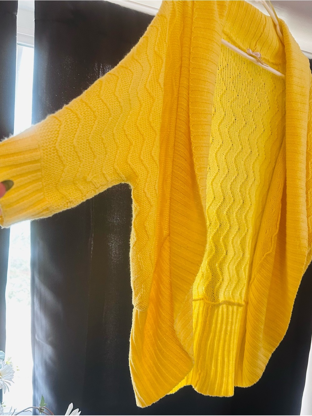 Ambiance Sunny Yellow Open-Front Knit Cardigan - Picture 2 of 4